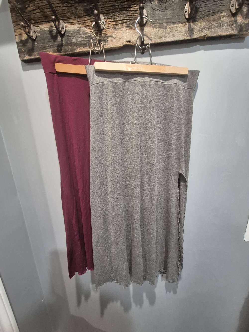 2 For 20!! Bluenotes Maxi Skirts With Slits in Gray and Burgundy Size Medium